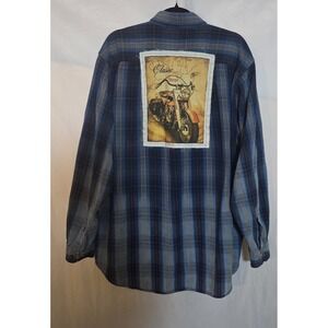 Hunter Club, Motorcycle Design On Back, Flannel Plaid Design, Multicolored XLT